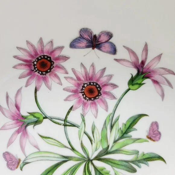 Portmeirion Botanic Garden Oval Serving Bowl 15" Handled Pink Purple Wildflowers